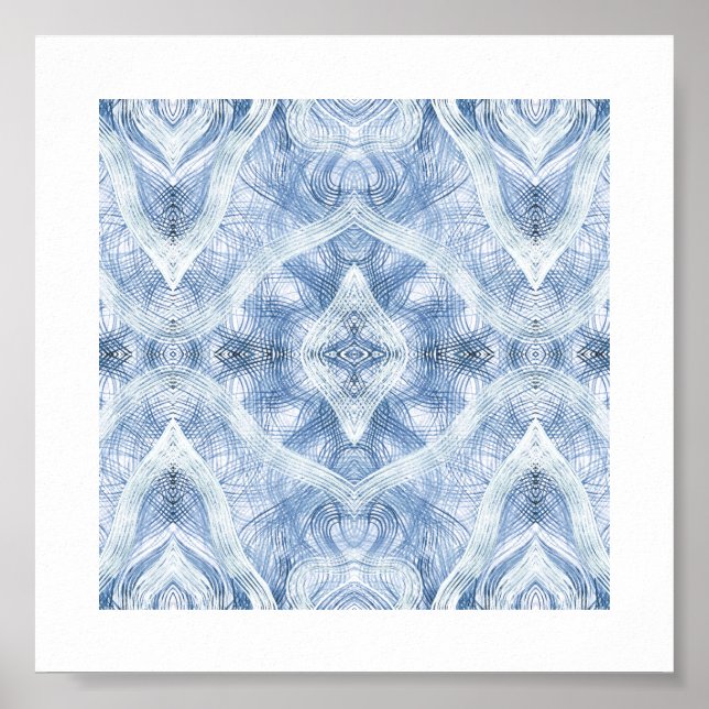 Affiche Art aquarelle abstrait bleu ombré (Devant)