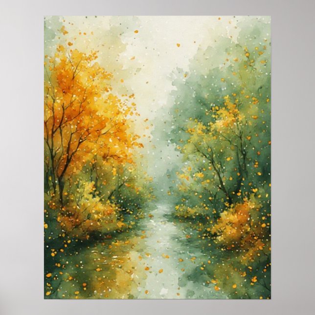 Affiche Art aquarelle abstrait d'automne  (Devant)