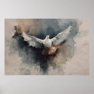 Affiche Art aquarelle Colombe du Saint-Esprit Pentecôte