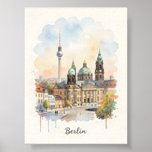 Affiche art aquarelle de Berlin