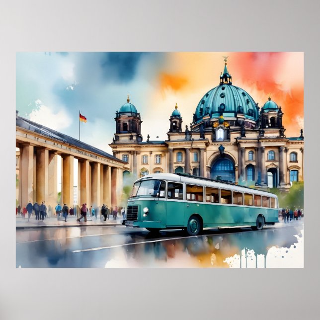 Affiche art aquarelle de Berlin (Devant)