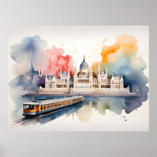 Affiche art aquarelle de Budapest