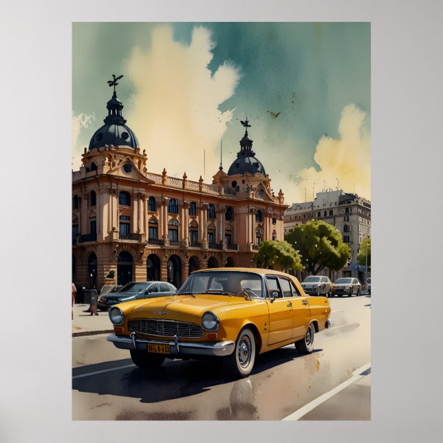 Affiche art aquarelle de Buenos Aires (Devant)