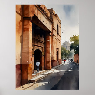 Affiche art aquarelle de Delhi