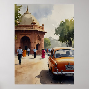 Affiche art aquarelle de Delhi