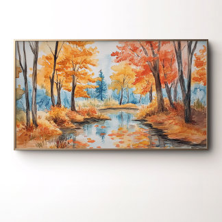 Affiche Art aquarelle de forêt automnale