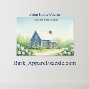 Affiche Art aquarelle de la ferme bleue confortable