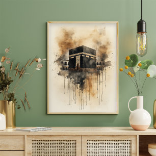 Affiche Art aquarelle de la Kaaba – Symbole islamique sacr