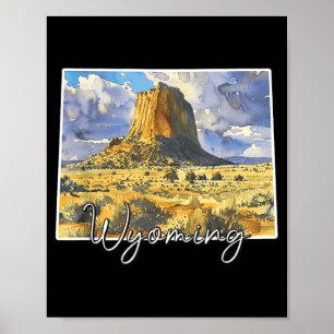 Affiche art aquarelle de paysage du Wyoming pour les amour