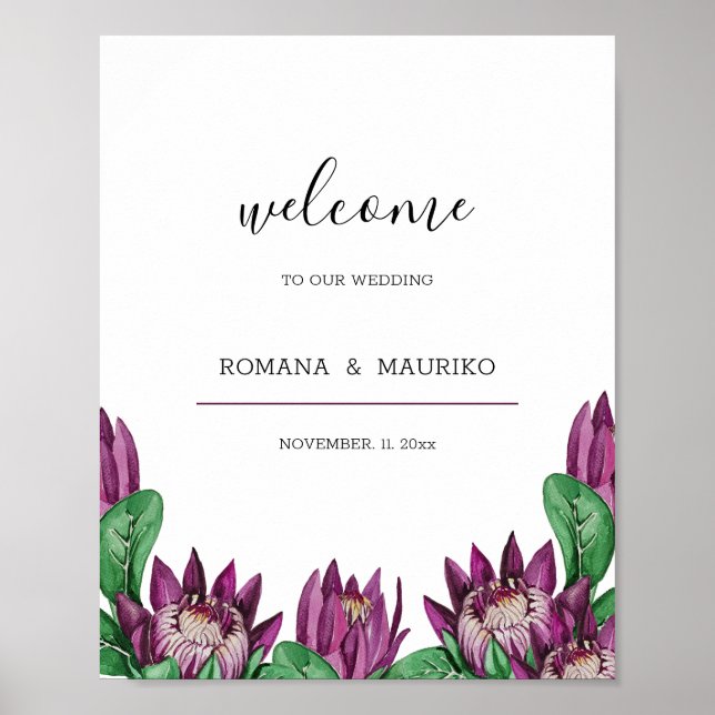 Affiche Art aquarelle de protée roi Deep Purple (Devant)