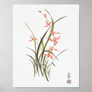 Affiche Art aquarelle d'orchidée d'automne
