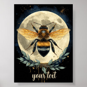 Affiche Art aquarelle du bourdon éclairé par la lune   Abe