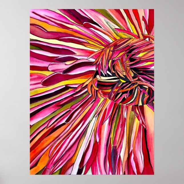 Affiche art aquarelle fleur chrysanthème (Devant)