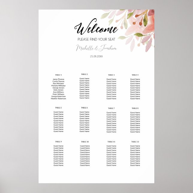 Affiche Art aquarelle florale rose terracotta rustique (Devant)