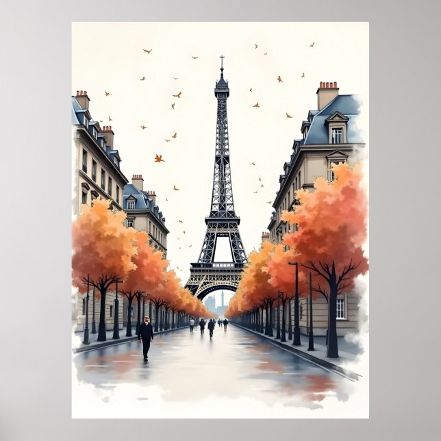 Affiche art aquarelle Paris (Devant)