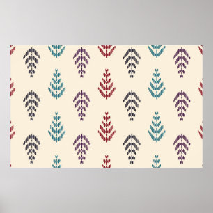Affiche Art arrière - plan de feuilles ethniques. motif sa