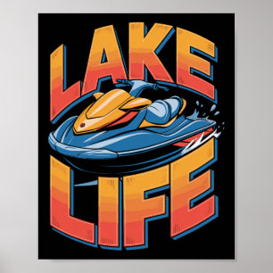 Affiche Art audacieux de jet-ski La vie au bord du lac Spo
