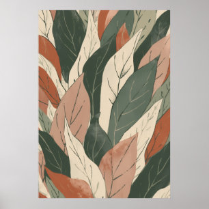 Affiche Art botanique à feuilles superposées en terre cuit