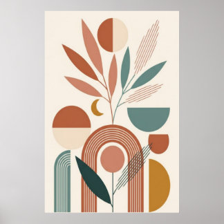 Affiche Art Botanique Abstrait Bohème Rétro Minimaliste