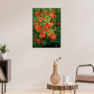 Affiche Art botanique : Burning Bush et Emu Wren du Chili