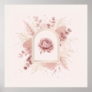 Affiche Art botanique d'Arche en or de Pivoine Blush Pampa