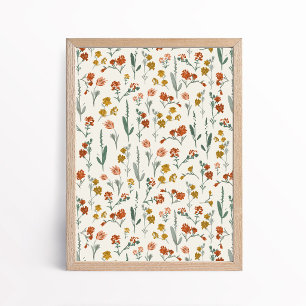 Affiche Art botanique de fleurs sauvages bohèmes rétro
