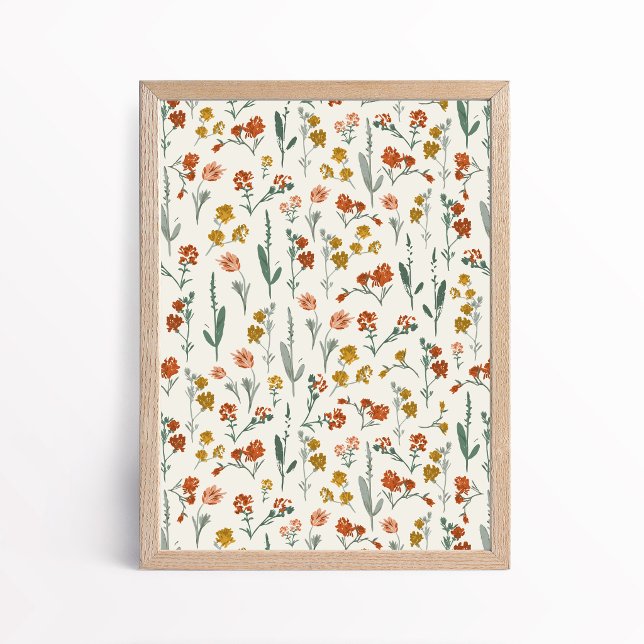 Affiche Art botanique de fleurs sauvages bohèmes rétro (Créateur téléchargé)