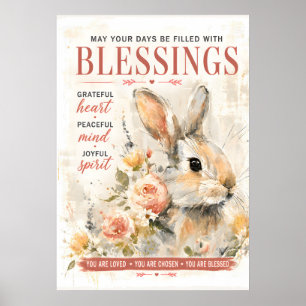 Affiche Art botanique de lapin fantaisiste