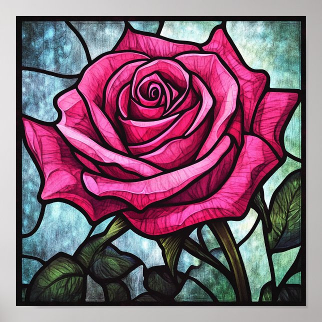 Affiche Art botanique floral de rose classique pour décora (Devant)