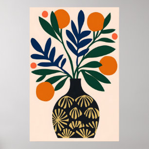 Affiche Art botanique minimaliste - Abstrait Orange et
