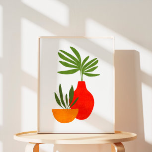 Affiche Art botanique minimaliste boho de plante en pot