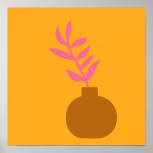 Affiche Art botanique minimaliste coloré en jaune