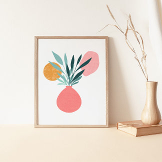 Affiche Art botanique moderne boho de plantes en pot