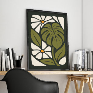 Affiche Art botanique tropical de Monstera du milieu du si
