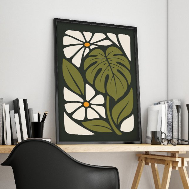 Affiche Art botanique tropical de Monstera du milieu du si (Créateur téléchargé)