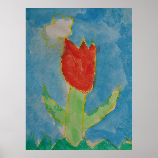 Affiche Art by Children, Aquarelle Peinture, Tulipe, Poste (Devant)
