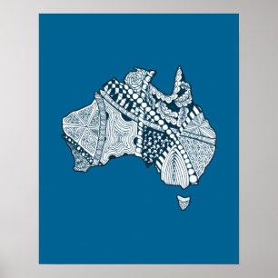 Affiche Art carte australien