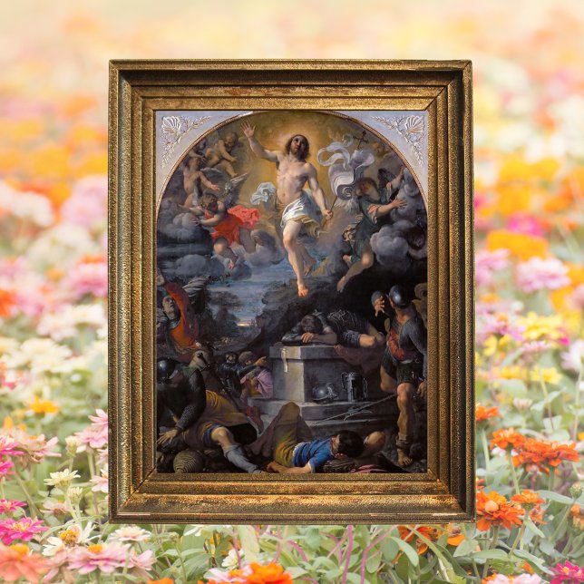 Affiche Art catholique baroque Résurrection de Jésus Pâque (Baroque Religious Christian Catholic Art Painting Resurrection of Jesus Christ Easter Poster)
