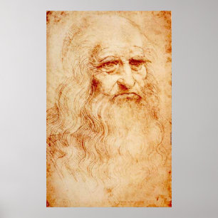 AFFICHE ART CÉLÈBRE - LEONARDO DA VINCI - AUTOPORTRAIT