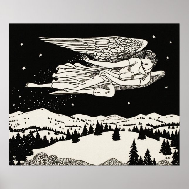 Affiche Art céleste de montagne noir et blanc (Devant)
