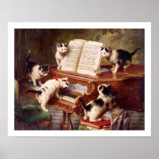 Affiche Art Chat : Art Vintage Imprimer : Le Kitten's Cons