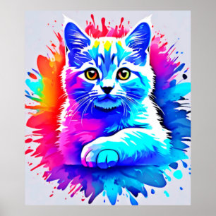 Affiche Art Chat coloré