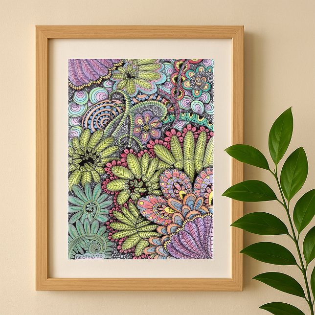 Affiche Art Chic Floral Bohème Dessiné À La Main (Créateur téléchargé)