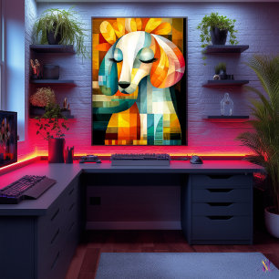 Affiche Art Chien Abstrait - Design animal géométrique