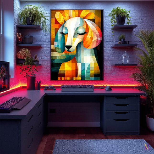 Affiche Art Chien Abstrait - Design animal géométrique (Créateur téléchargé)