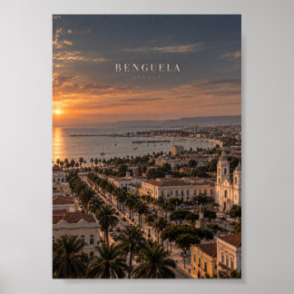 Affiche Art cinématique monochrome de la ville de Benguela