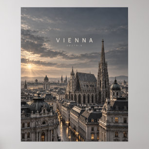 Affiche Art cinématique monochrome de la ville de Vienne