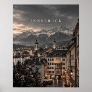 Affiche Art cinématique monochrome de la ville d'Innsbruck