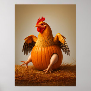 Affiche Art citrouille Poulet, Amusant Mur de Poulet