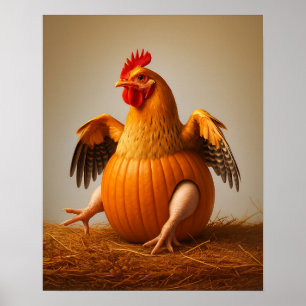 Affiche Art citrouille Poulet, Amusant Mur de Poulet